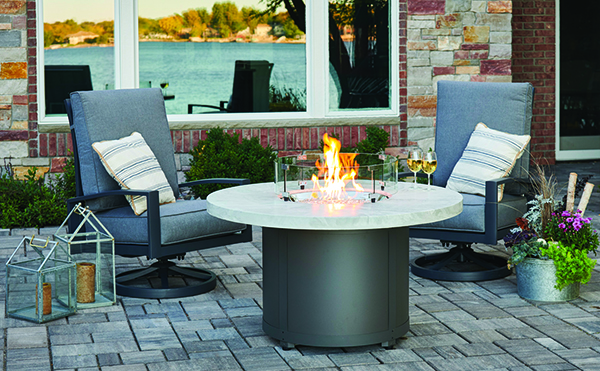 White Onyx Beacon Gas Fire Pit Table